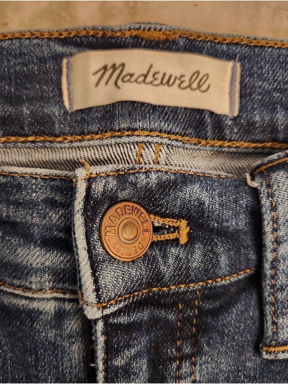 Madewell 10" High-Rise Skinny Jeans Medium Wash Denim Size 29 Whiskering - Picture 4 of 14